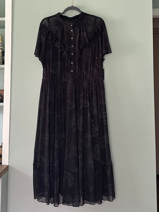 Torrid Dresses & Skirts - NWT Torrid Nightfall Tiered Mesh Midi Dress Zodiac Celestial Deep Black Size 2
